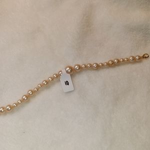 Handmade wire beaded bracelet pearl color